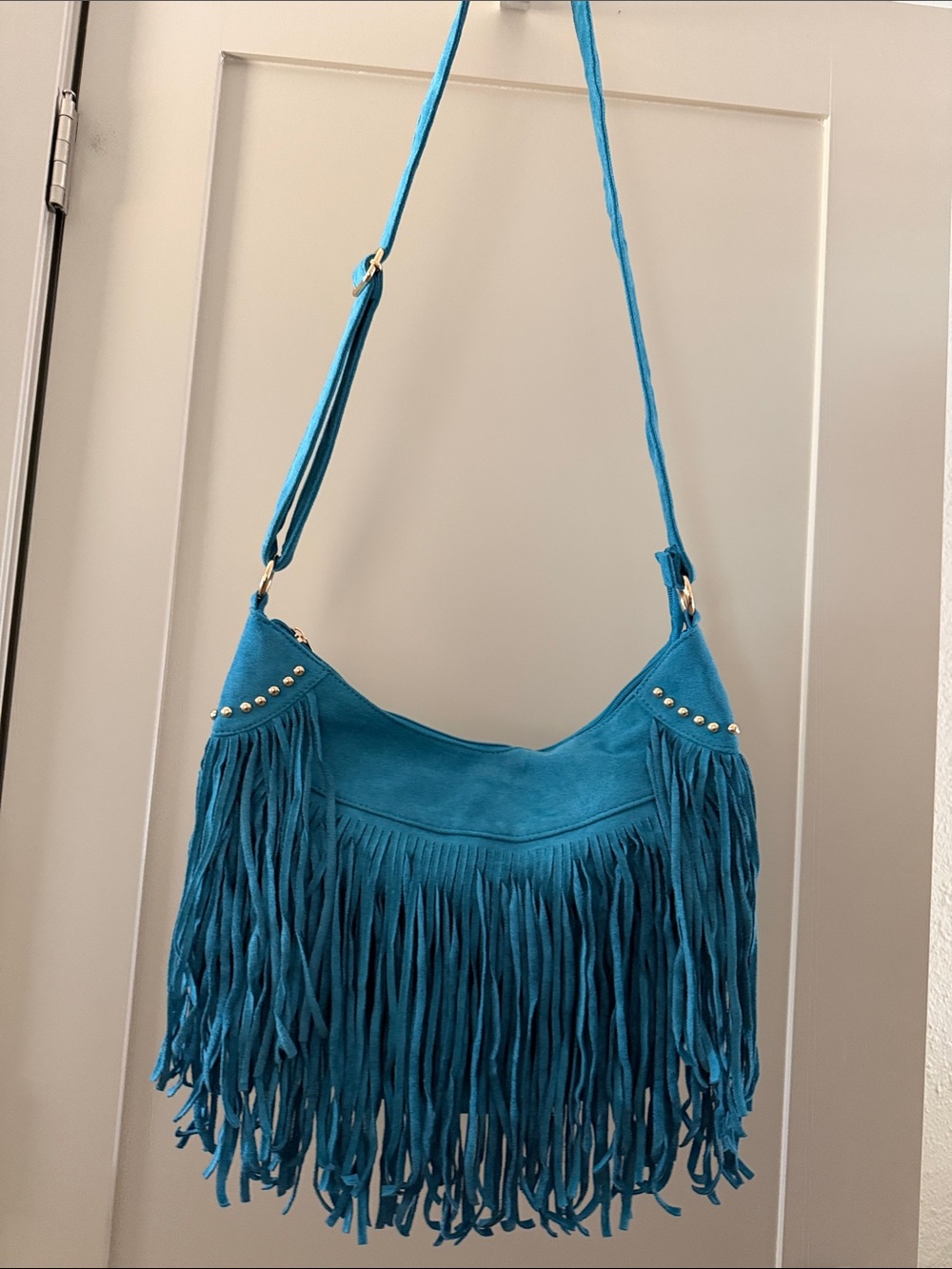 Teal Fringe Crossbody Shoulder Bag